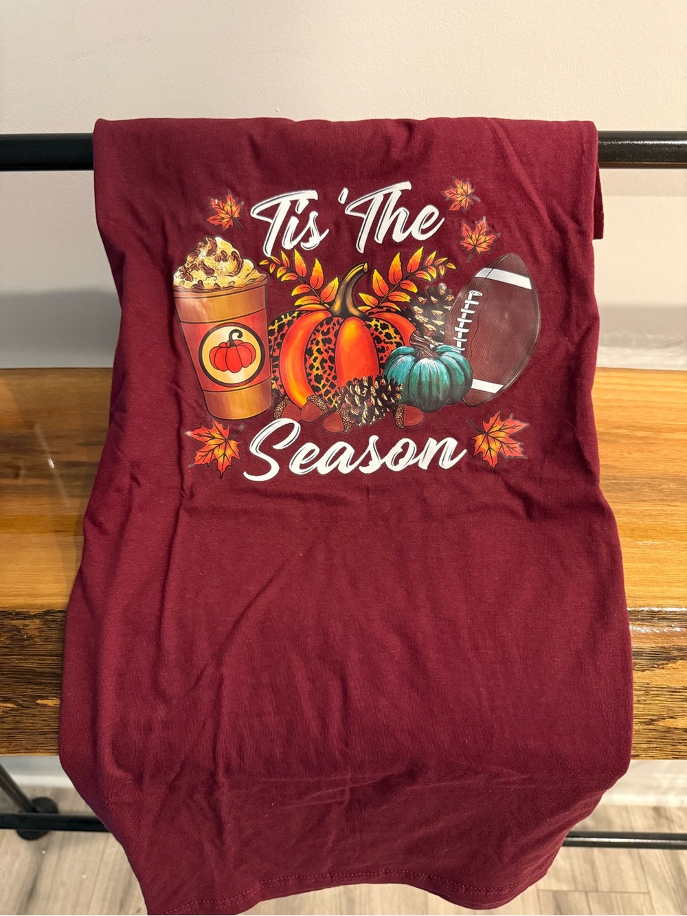 Tis The Season Burgundy Short Sleeve Tee